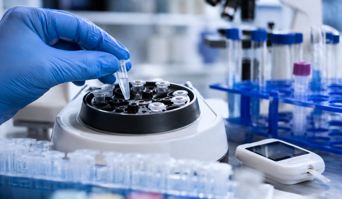 Los fármacos GLP-1 se asocian con menos casos de tuberculosis entre personas con diabetes tipo 2 1 Mano enguantada en laboratorio clinico