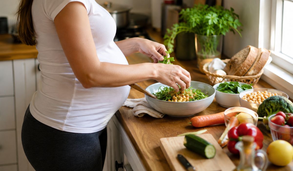 Una dieta rica en vegetales durante el embarazo se asocia con una gestación algo más larga en una cohorte alemana 1 Cocina acogedora con ensalada fresca